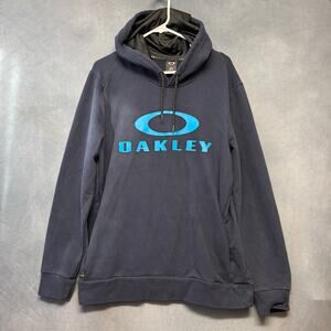 Oakley Navy Logo Hoodie XL Blue Regular Fit Heavyweight Pullover Skater Training